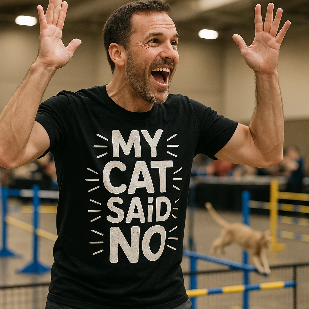 "My Cat Said No" black cat lovers t shirt, photographed as cat lovers lover gift