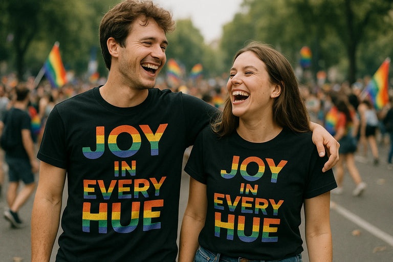 Person wearing the black t shirt lgbtq graphic tee - 