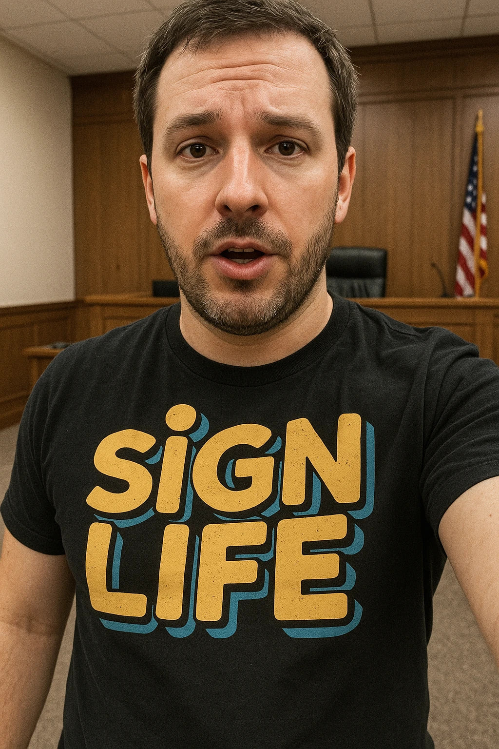 "Sign Life" black interpreter t shirt - a birthday gift for interpreter