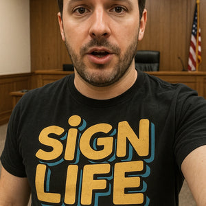"Sign Life" black interpreter t shirt - a birthday gift for interpreter