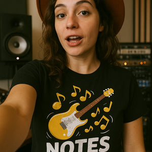 "Notes Go Brr" black musician graphic tees - also a secret santa gift for musician