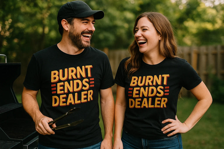 Person wearing the black bbq t shirt graphic tee - 
