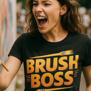 "Brush Boss" black painting t shirt - also one of the best paint for shirt printing