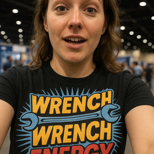"Wrench Wench Energy" black mechanic shirts - also a father's day gifts for mechanic