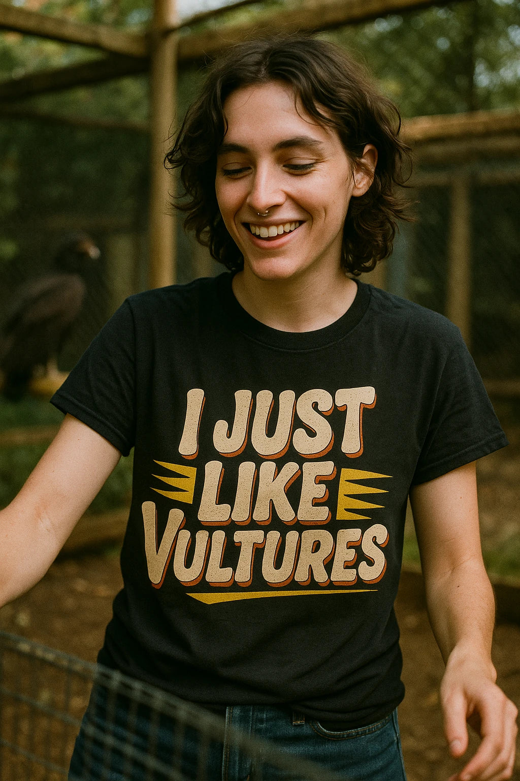 "I Just Like Vultures" black vulture t shirt - a birthday gift for vulture lover