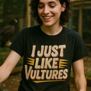 "I Just Like Vultures" black vulture t shirt - a birthday gift for vulture lover