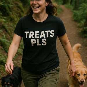 "Treats Pls" black dog lovers shirts - also a a perfect shirt for dog lovers