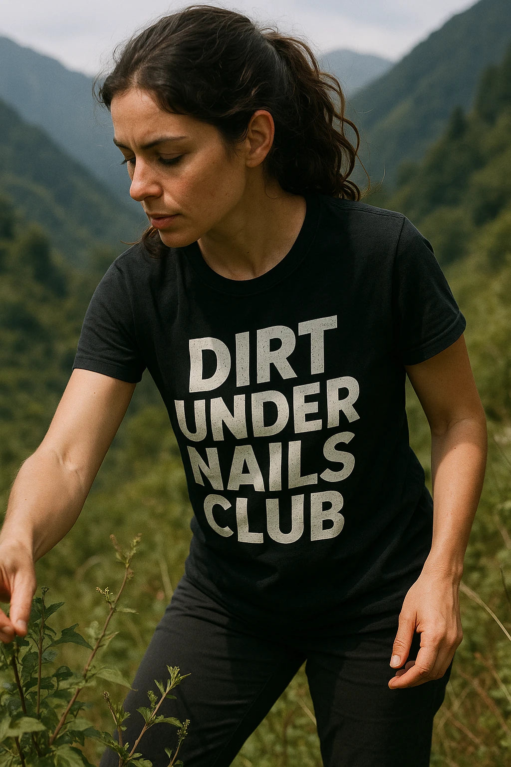 "Dirt Under Nails Club" black foraging t shirt - a birthday gift for foraging lover