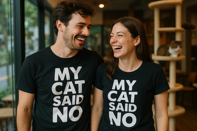 Person wearing the black cat lovers t shirt graphic tee - 