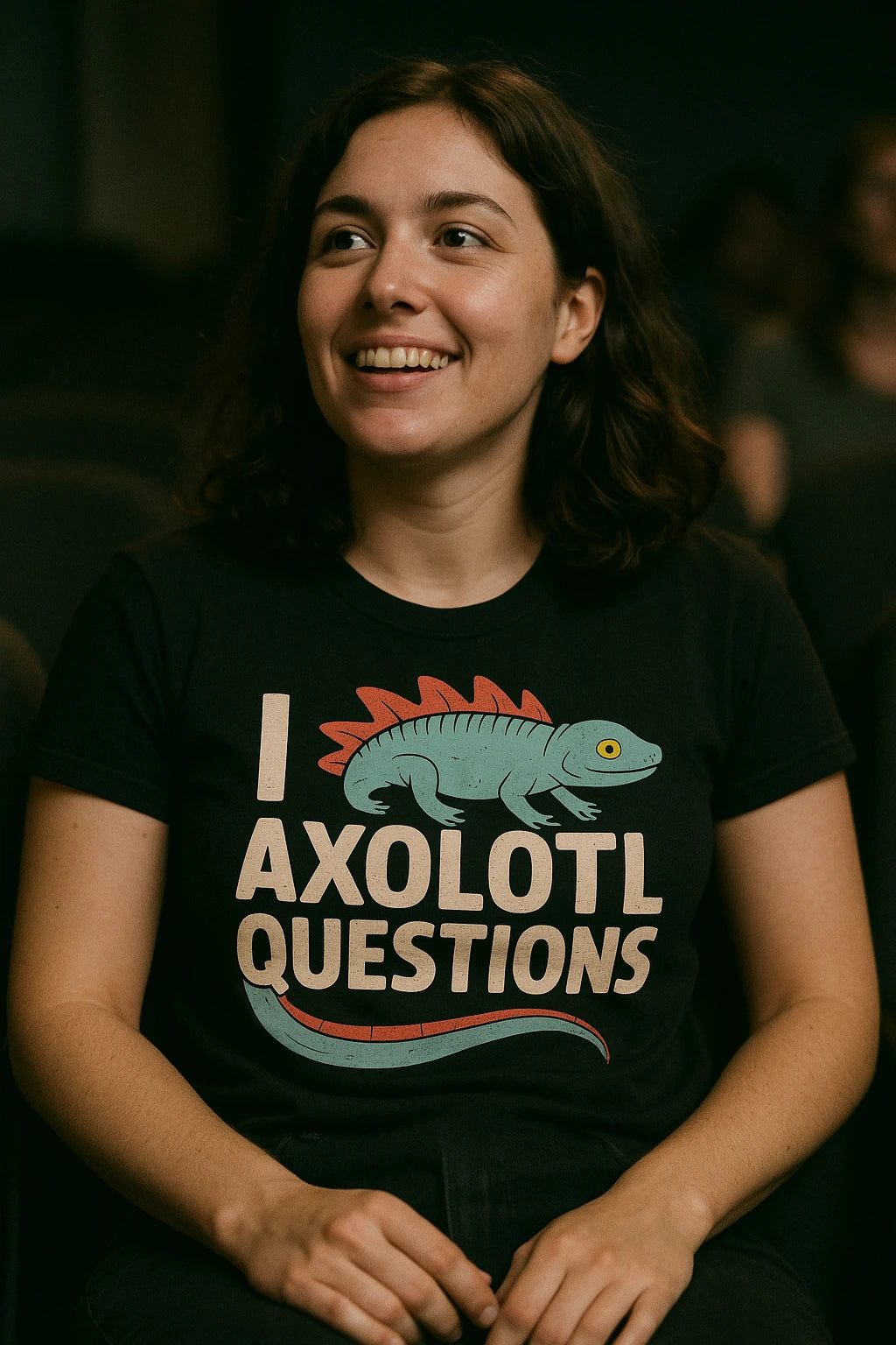 "I Axolotl Questions" black newt t shirt - a birthday gift for newt lover