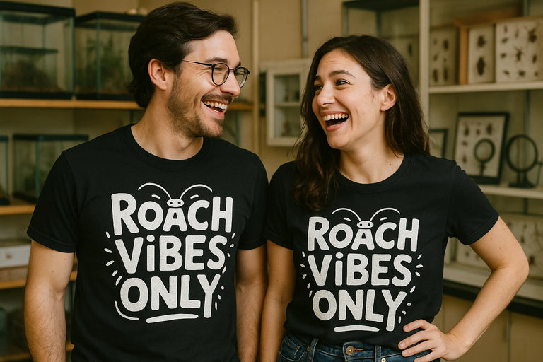 Person wearing the black cockroaches t shirt graphic tee - 