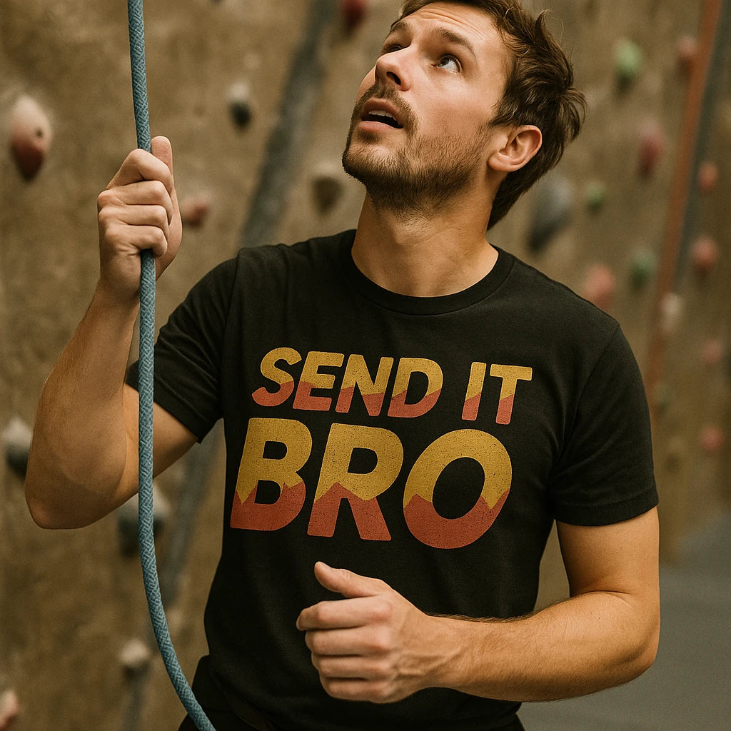 "Send It Bro" rock climbing tees - product photo 8