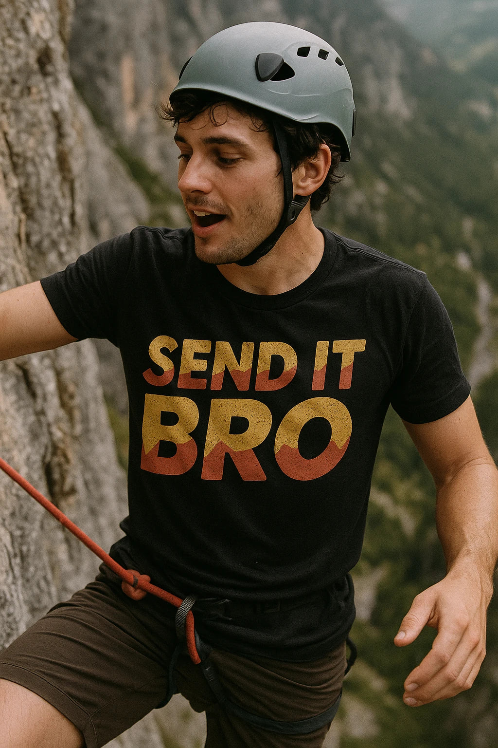 "Send It Bro" black rock climbing tees - a birthday gift for rock climbing lover