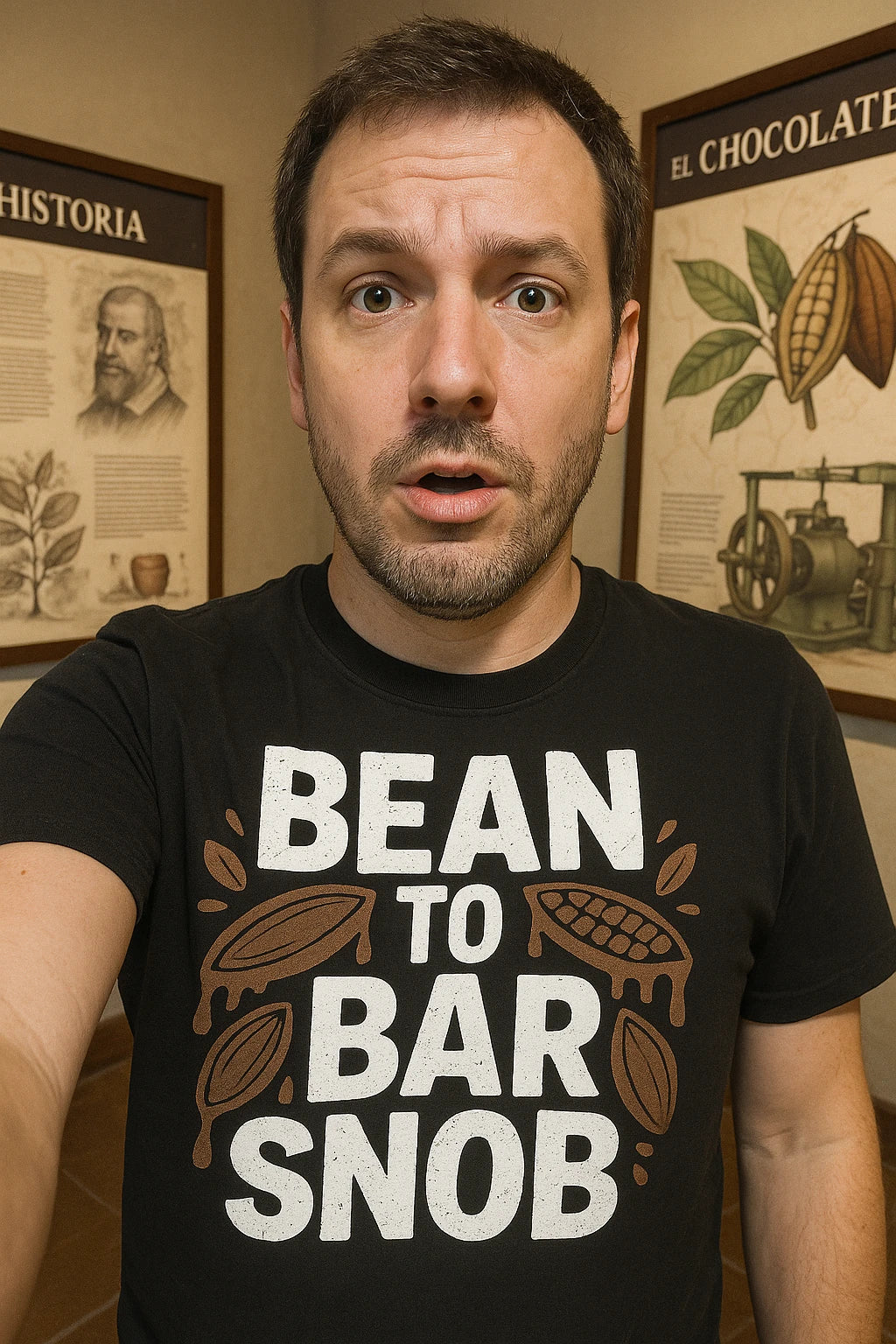 "Bean To Bar Snob" black chocolate t shirt - also a unique gifts for chocolate lovers
