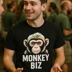 "Monkey Biz" black zookeeper shirts - a birthday gift for zookeeper