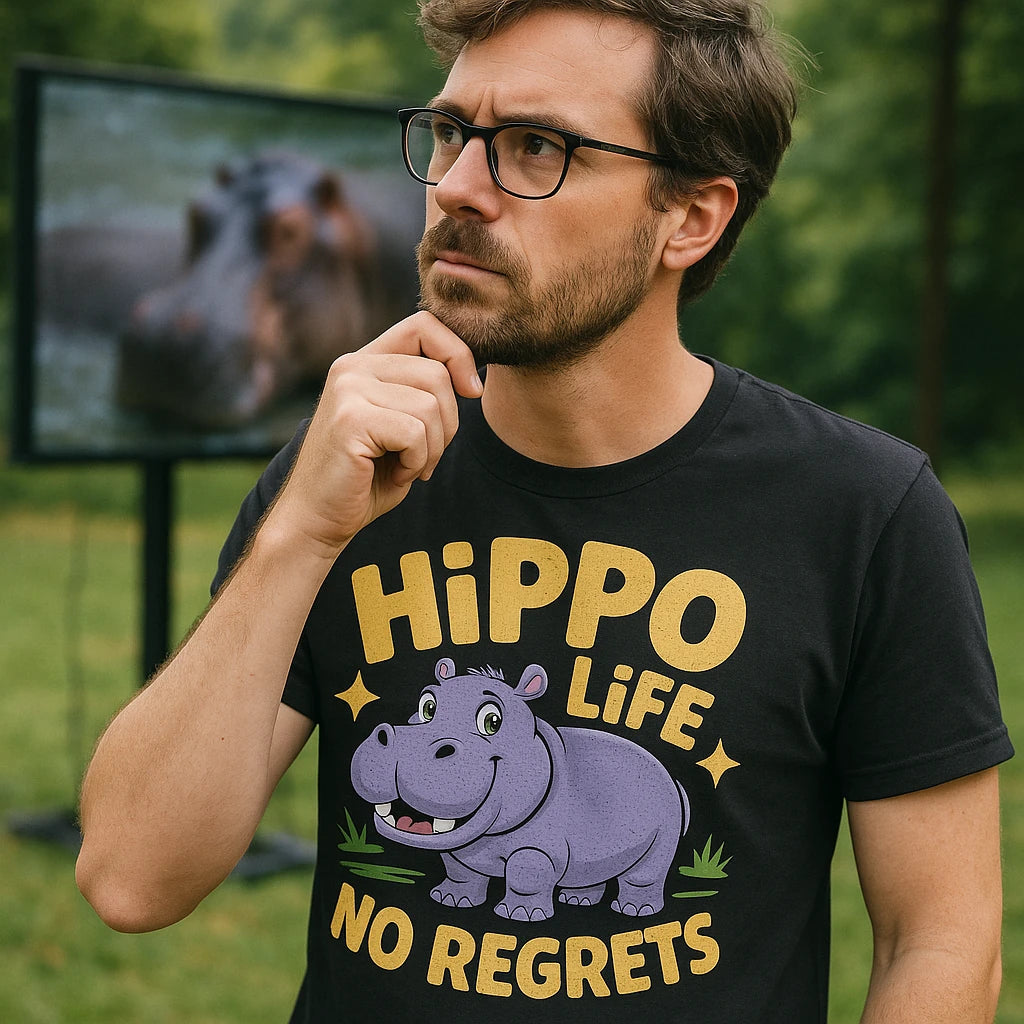"Hippo Life No Regrets" hippo t shirt - product photo 8