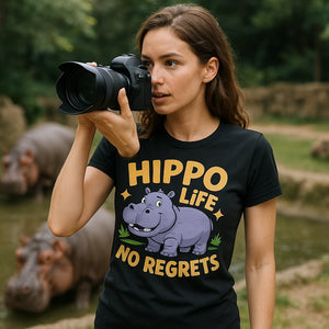 "Hippo Life No Regrets" hippo t shirt - product photo 9