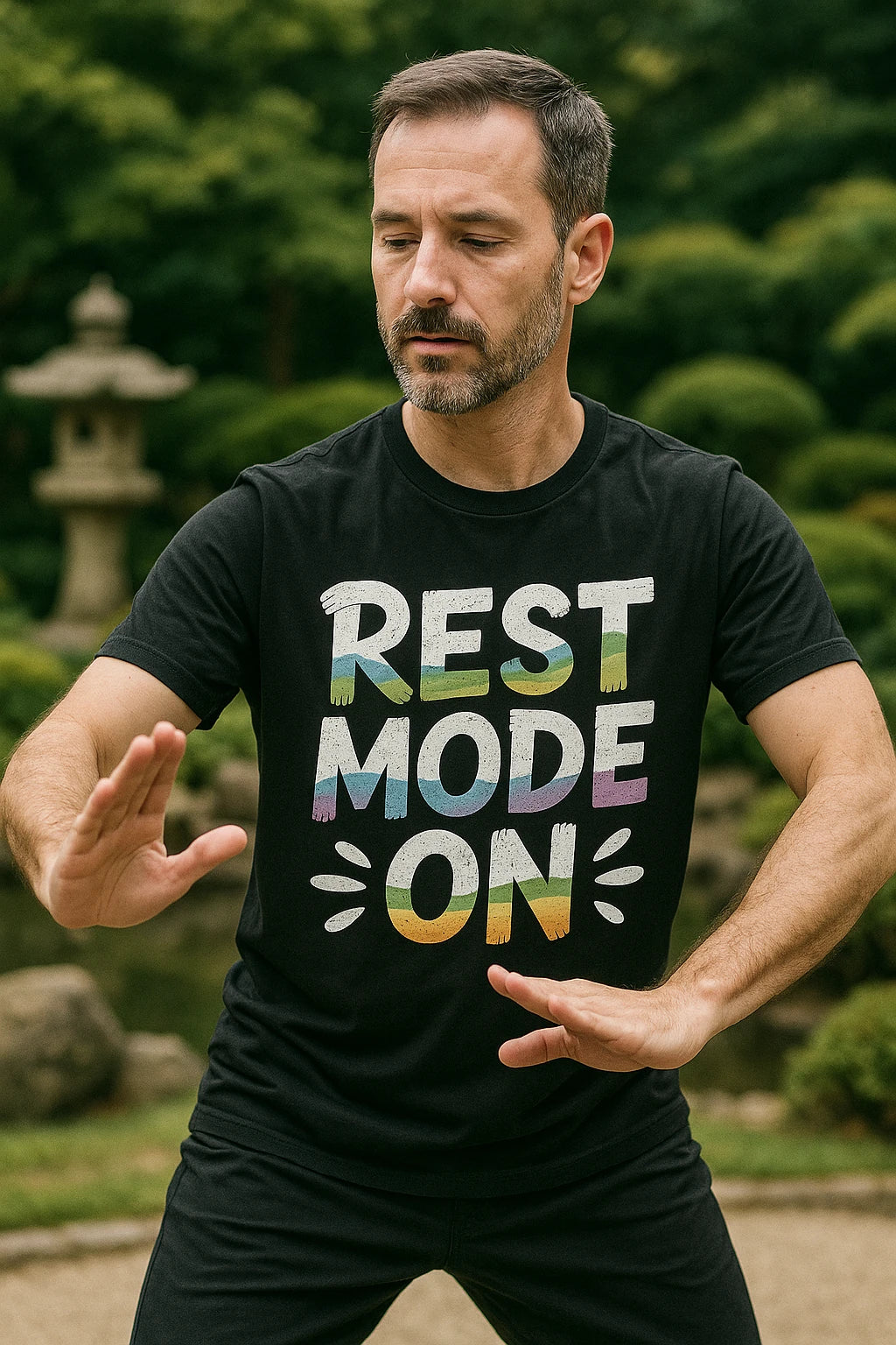 "Rest Mode On" black relaxing t shirt - a birthday gift for relaxing lover