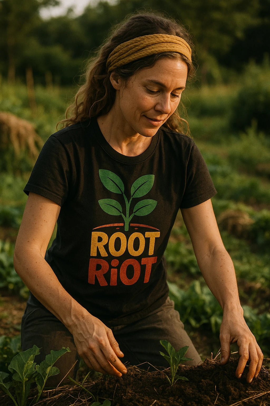 "Root Riot" black gardening tee shirts - also one of the best gifts for garden lovers