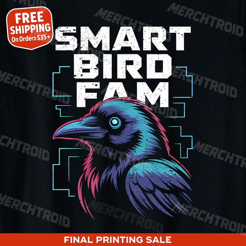 "Smart Bird Fam" crow t shirt - product photo 9