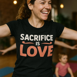 "Sacrifice Is Love" black mom life tee - a birthday gift for mom life lover