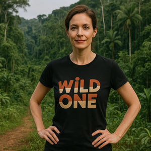 Lifestyle shot of the "Wild One" black jaguar shirts in a real-world setting