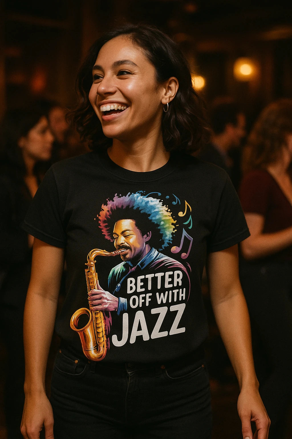 "Better Off With Jazz" black jazz music t shirt - also a gift ideas for jazz musicians