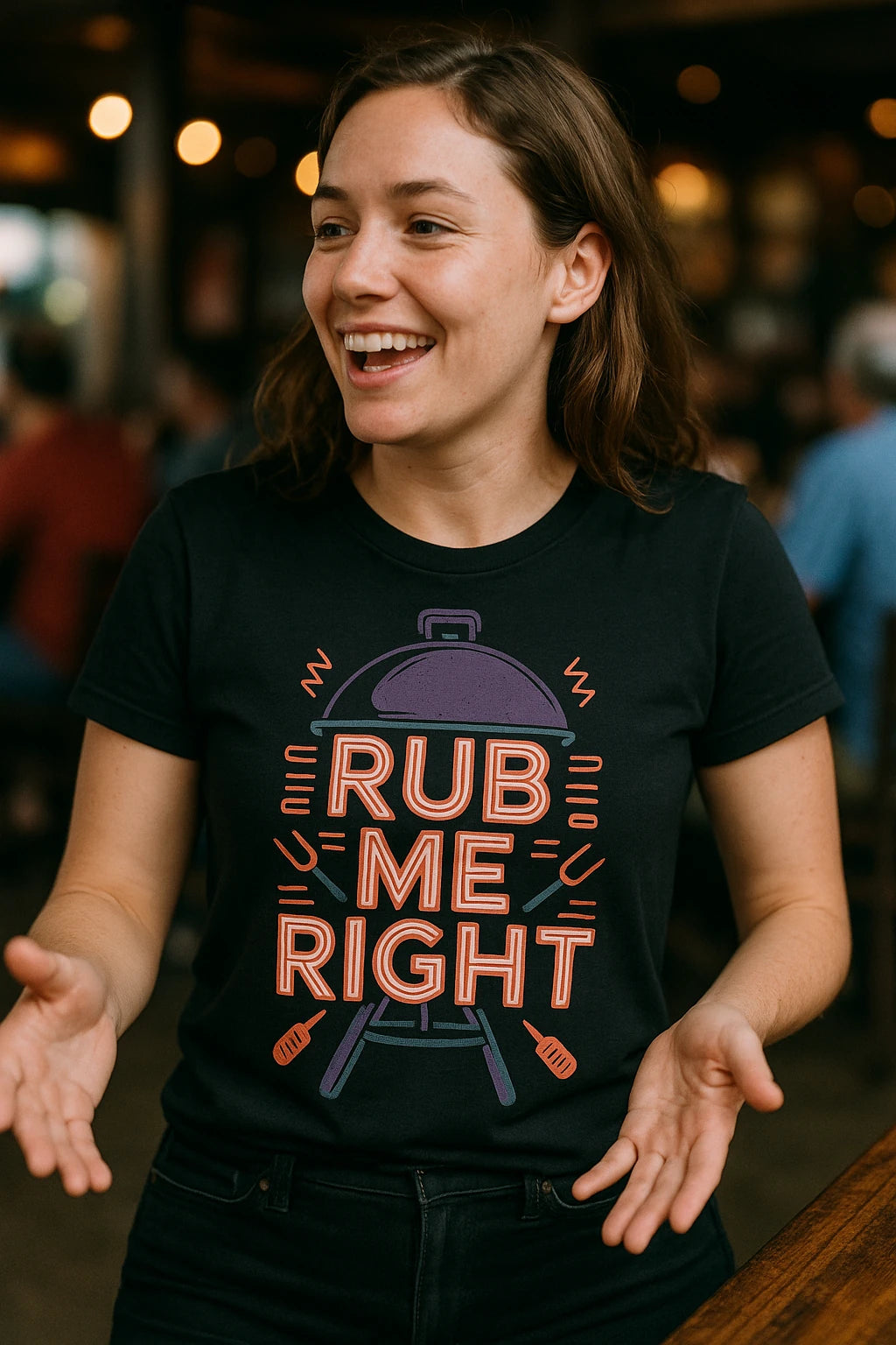 "Rub Me Right" black bbq shirts - also one of the presents for bbq lovers