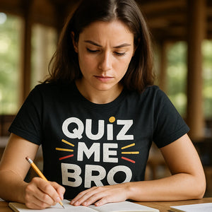 "Quiz Me Bro" studying t shirt - product photo 9