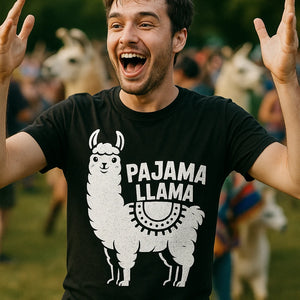"Pajama Llama" black llama llama t shirt - a birthday gift for llama lover