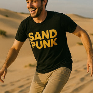 "Sand Punk" black sandboarding t shirt - a birthday gift for sandboarding lover
