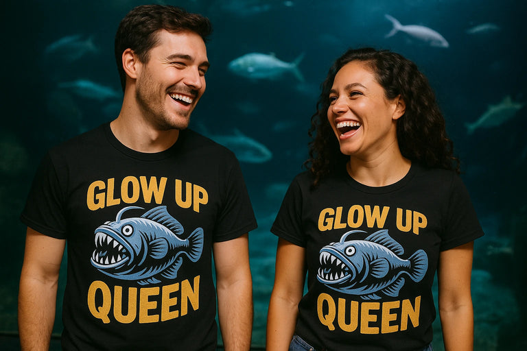 Person wearing the black anglerfish shirts graphic tee - 