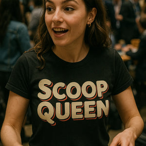 "Scoop Queen" black journalist t shirt - a birthday gift for journalist lover