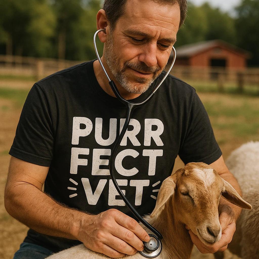 "Purr Fect Vet" black veterinarian t shirt - also one of the best christmas gifts for veterinarians