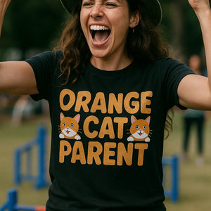 "Orange Cat Parent" black cat lovers t shirt - also a clothes for cat lovers