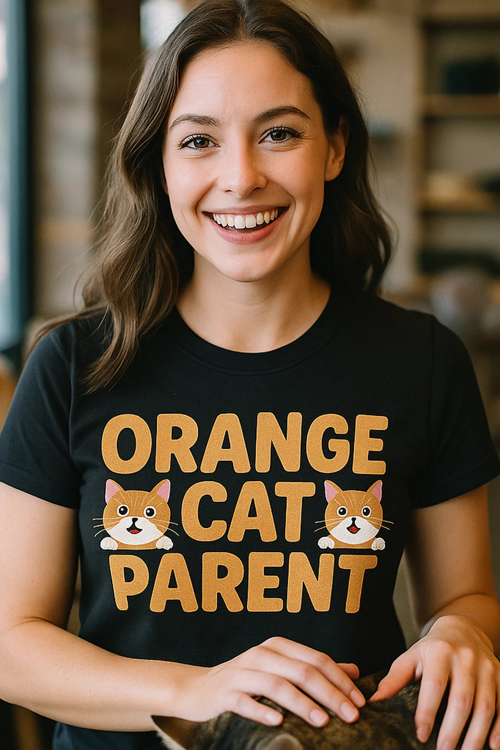 "Orange Cat Parent" black cat lovers t shirt - a birthday gift for cat lovers lover