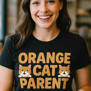 "Orange Cat Parent" black cat lovers t shirt - a birthday gift for cat lovers lover