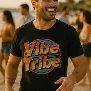 "Vibe Tribe" black socializing shirts - a birthday gift for socializing lover