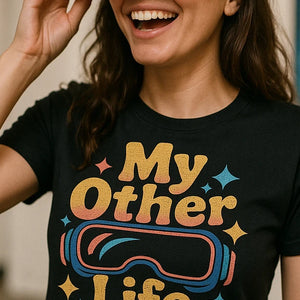"My Other Life Rocks" virtual reality t shirt - product photo 9