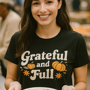 "Grateful and Full" thanksgiving day shirts - product photo 7