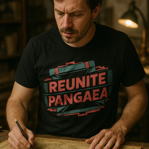 "Reunite Pangaea" black cartographer t shirt - a birthday gift for cartographer