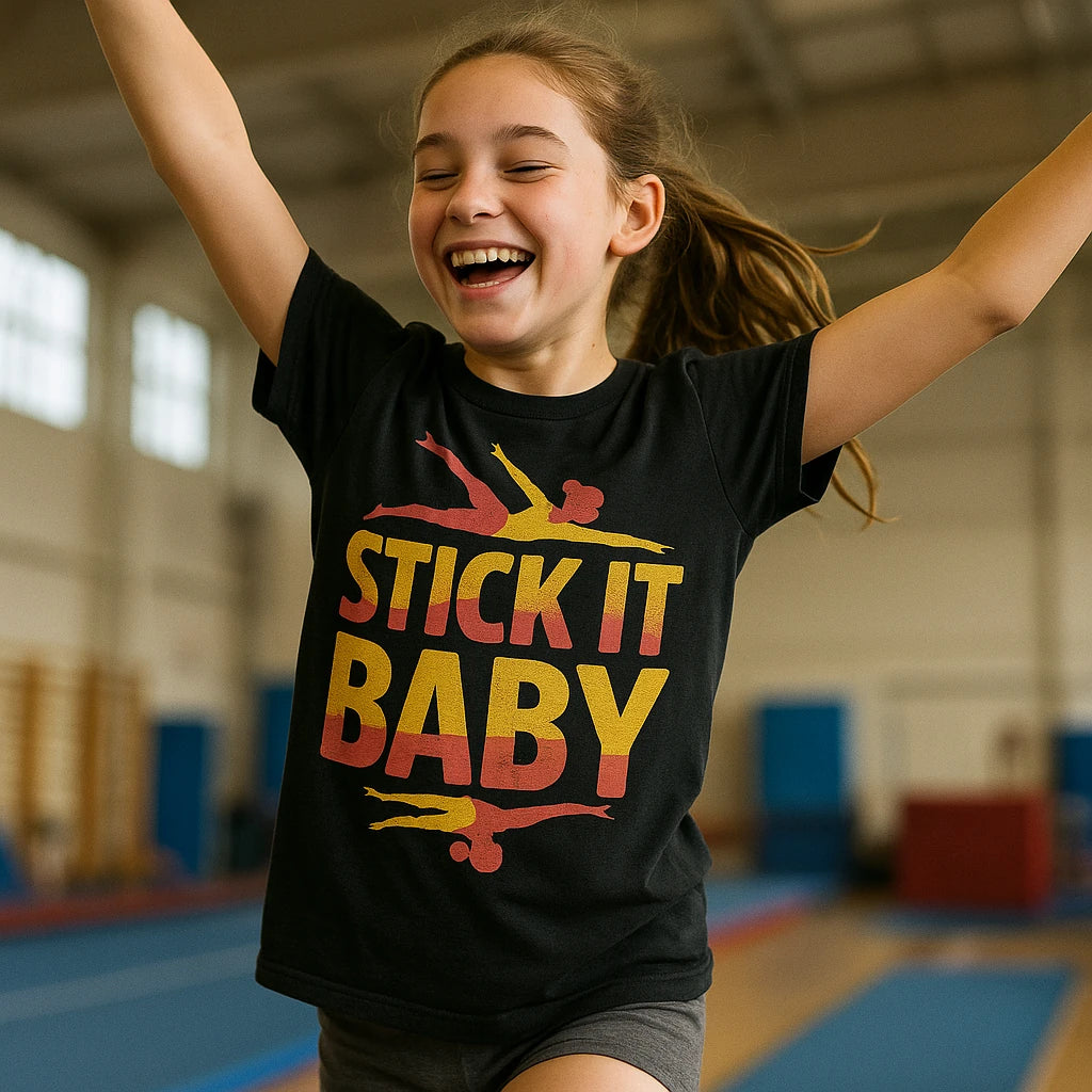"Stick It Baby" gymnastics t shirt designs - product photo 8