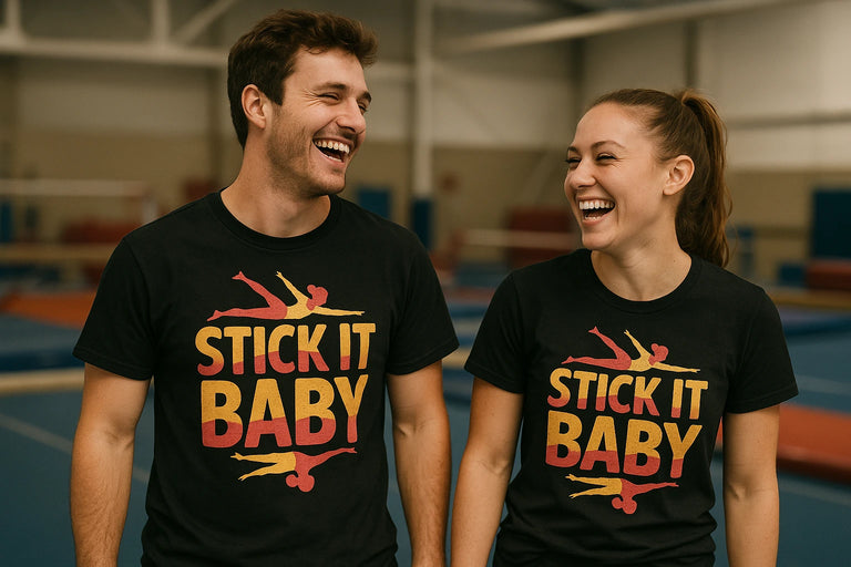Person wearing the black gymnastics t shirt designs graphic tee - 