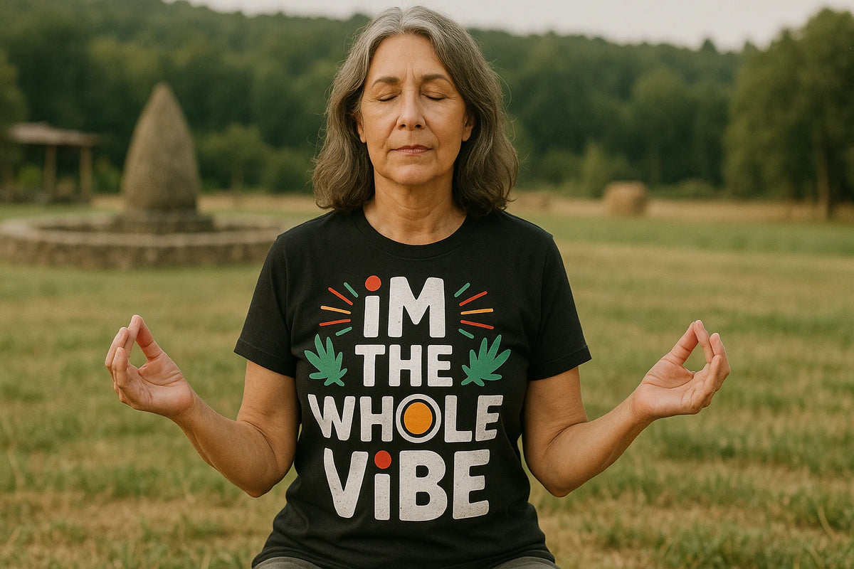 Lifestyle shot of the "Im the Whole Vibe" black growth mindset t shirt in a real-world setting