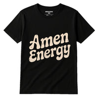 A black t-shirt featuring the phrase 