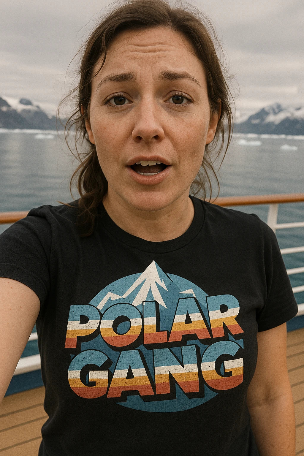 "Polar Gang" black arctic cool men's shirts, photographed as the arctic lover gift