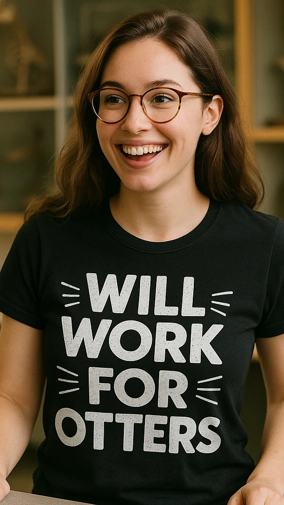 "Will Work for Otters" zoology t shirt - product photo 9