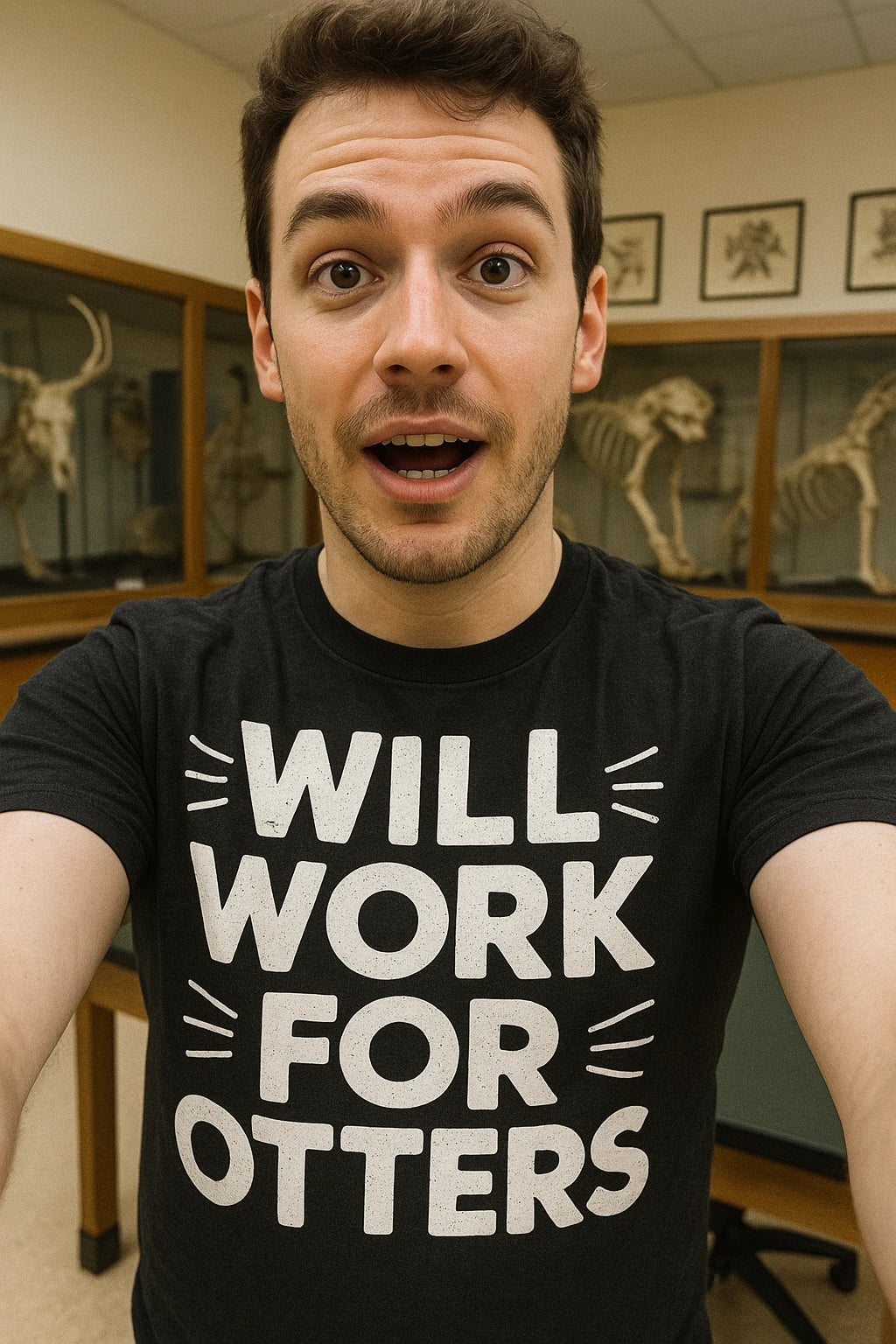 "Will Work for Otters" zoology t shirt - product photo 7