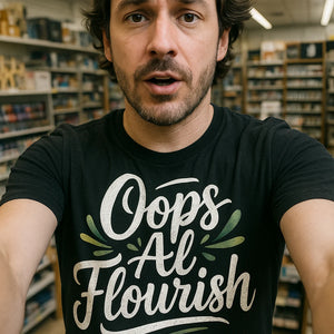 "Oops All Flourish" calligraphy t shirt - product photo 7