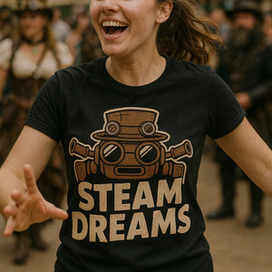 "Steam Dreams" black steampunk shirts - a birthday gift for steampunk lover